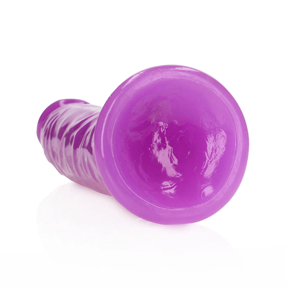 Realrock Glow In The Dark Slim 9 In. Dildo Neon Purple - Image 4