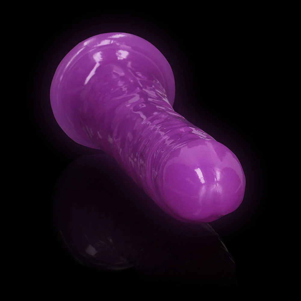 Realrock Glow In The Dark Slim 9 In. Dildo Neon Purple - Image 6