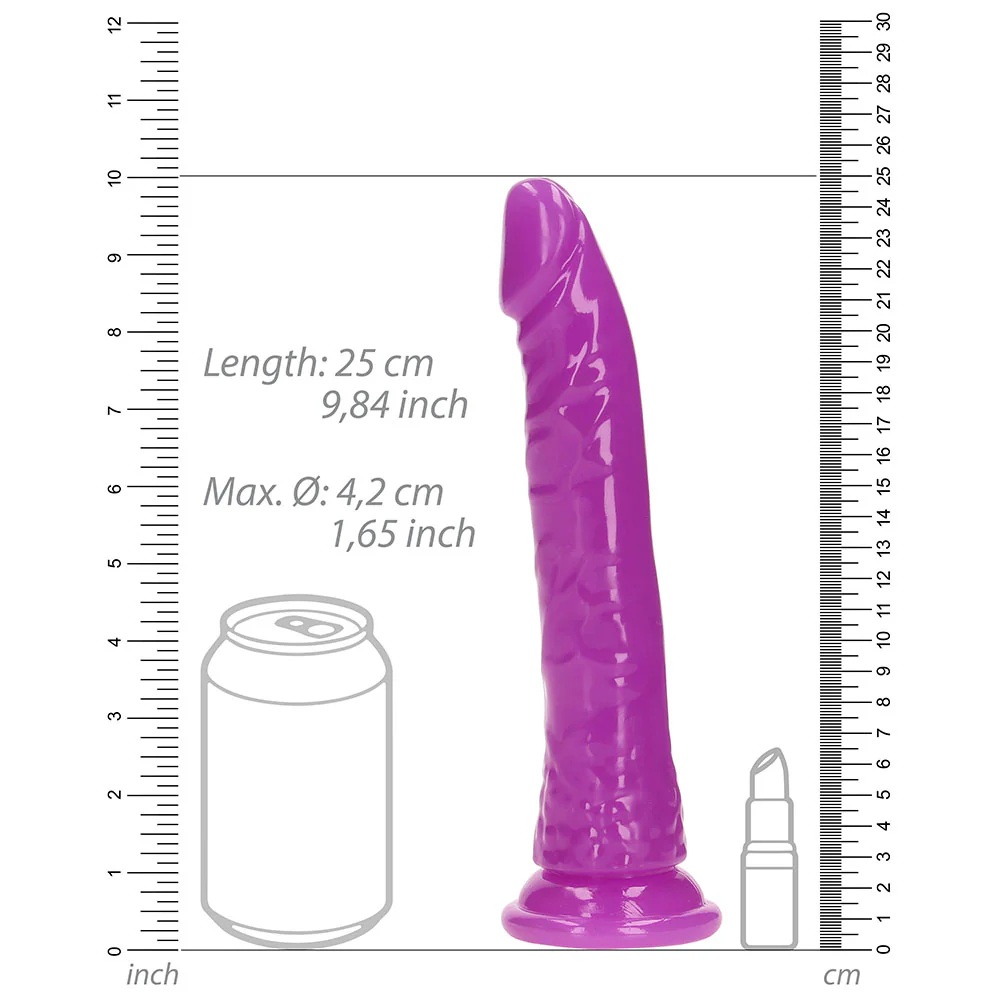 Realrock Glow In The Dark Slim 9 In. Dildo Neon Purple - Image 7