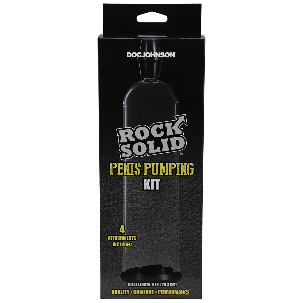 Rock Solid Penis Pumping Kit With 4 Attachments Black/clear - Image 2
