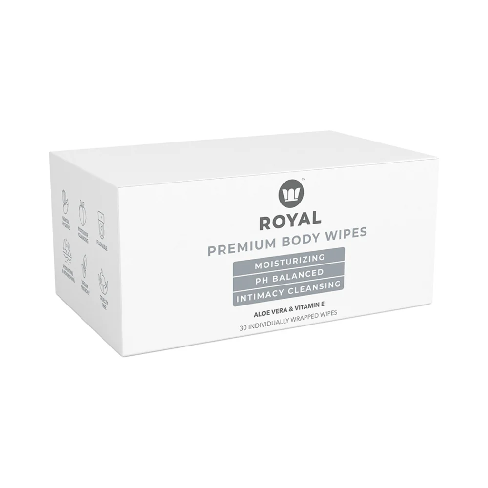 Royal Condom Intimacy Cleansing Wipes Box 30 Count