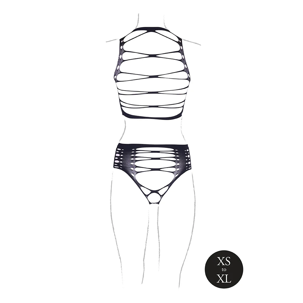 Shots Le Desir Shade Helike Xlv 2-piece With Open Cups, Crop Top & Panty Black O/s - Image 5