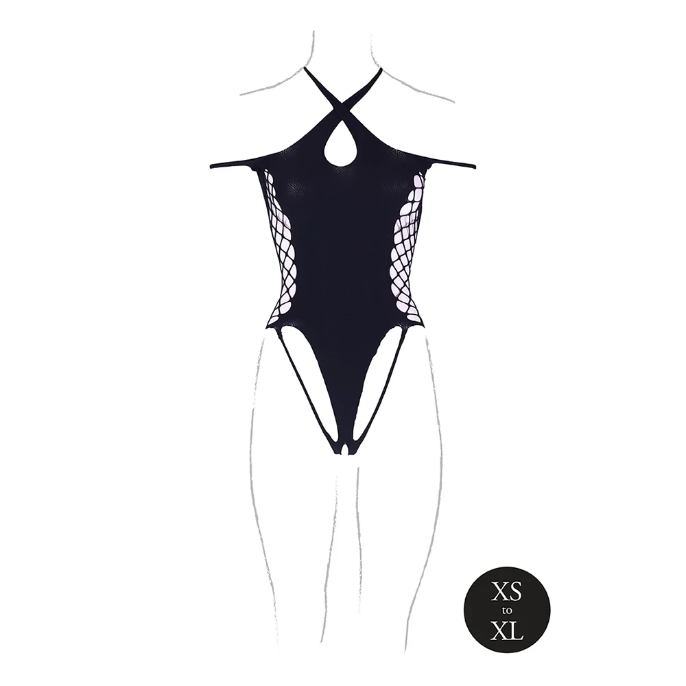 Shots Le Desir Shade Leda Xiii Bodysuit With Crossed Neckline & Off-shoulder Straps Black O/s - Image 3