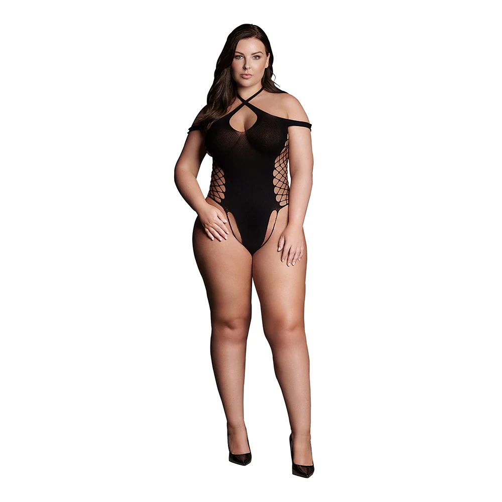 Shots Le Desir Shade Leda Xiii Bodysuit With Crossed Neckline & Off-shoulder Straps Black Queen Size - Image 2