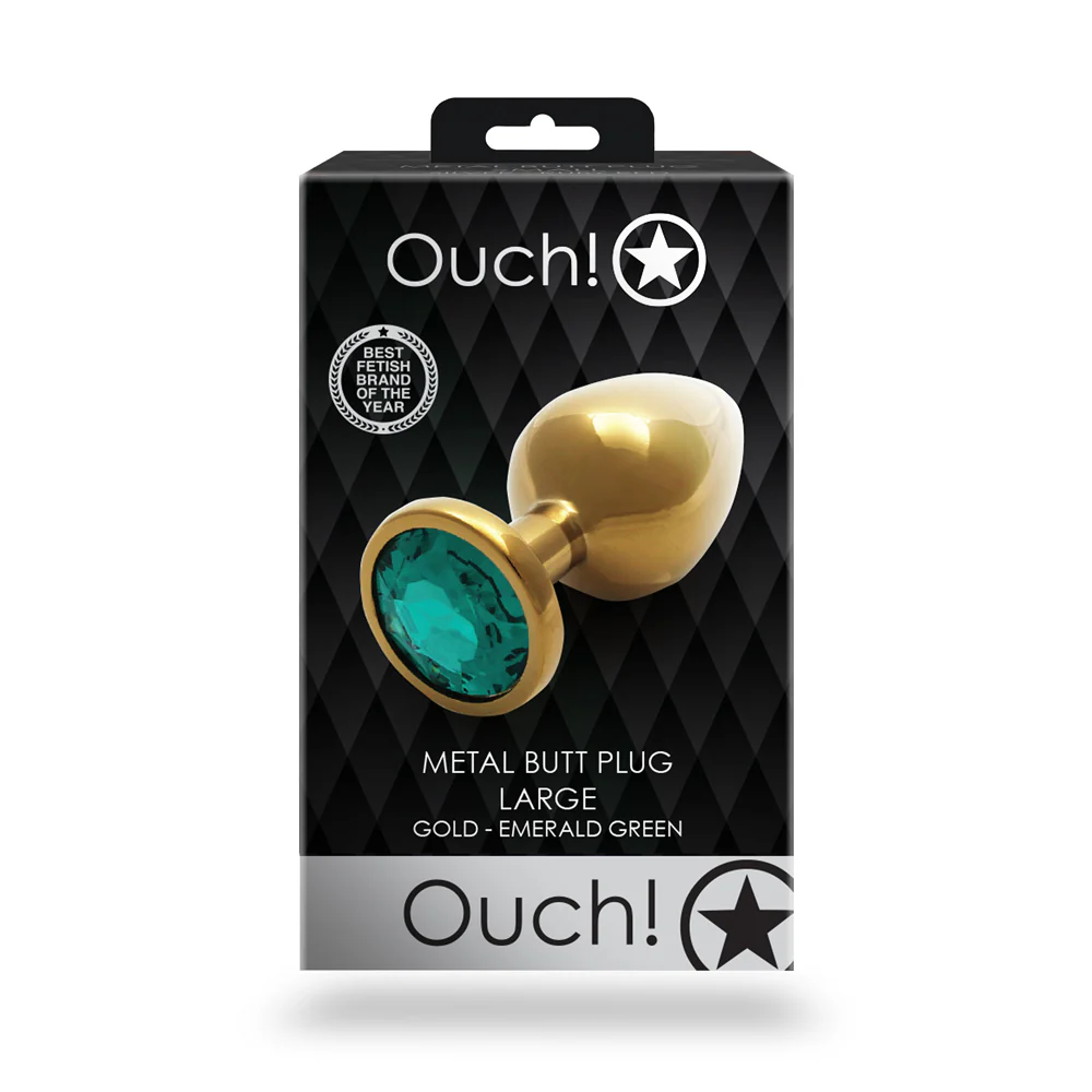 Shots Ouch! Round Gem Butt Plug Large Gold/emerald Green - Image 8