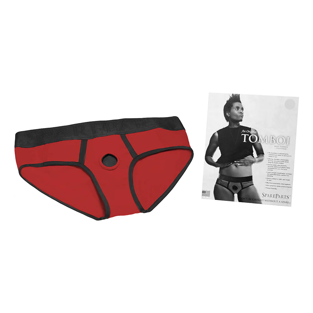 Spareparts Tomboi Nylon Briefs Harness Red/black Size 4xl - Image 7