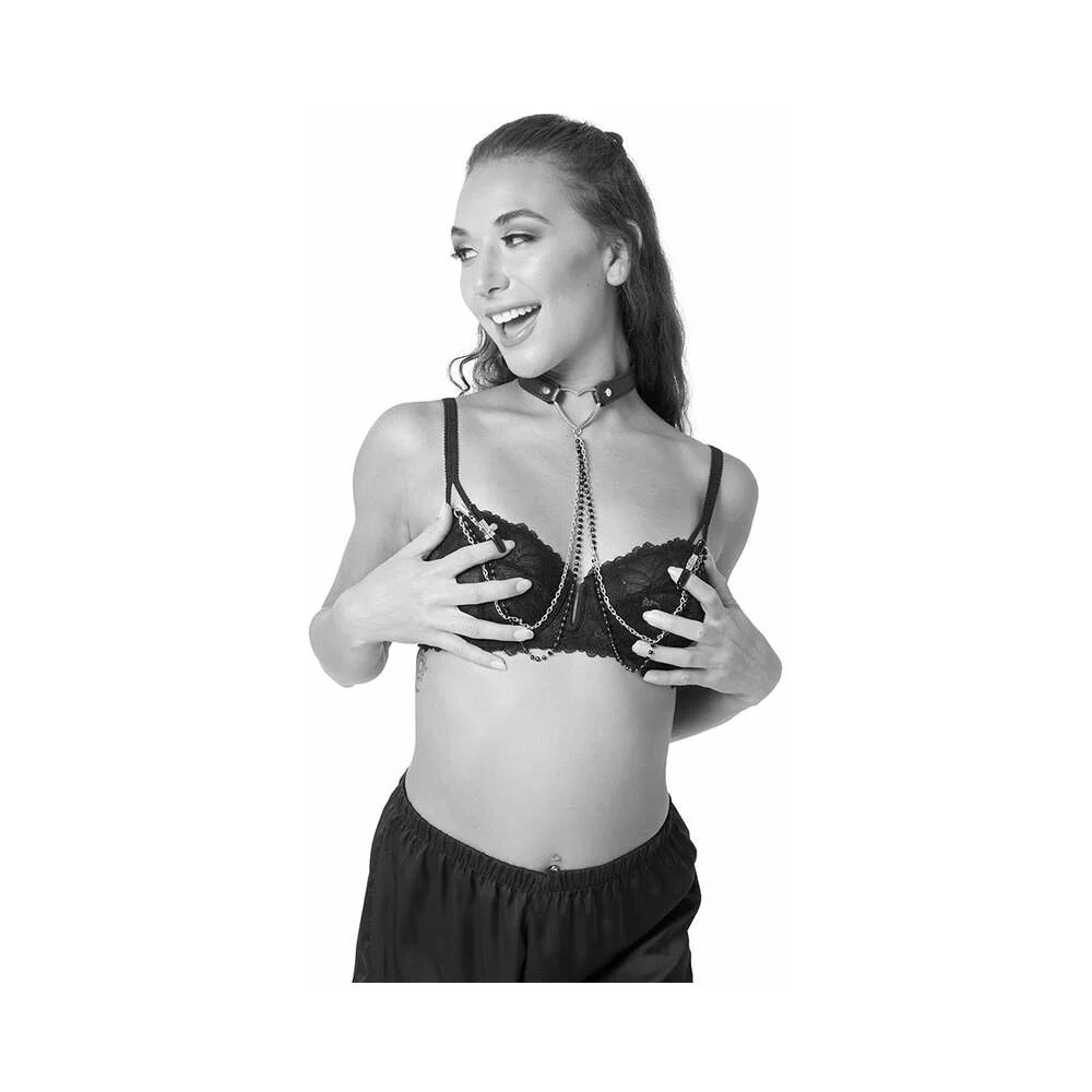 Sportsheets Sex & Mischief Amor Collar With Nipple Clamps Black - Image 4