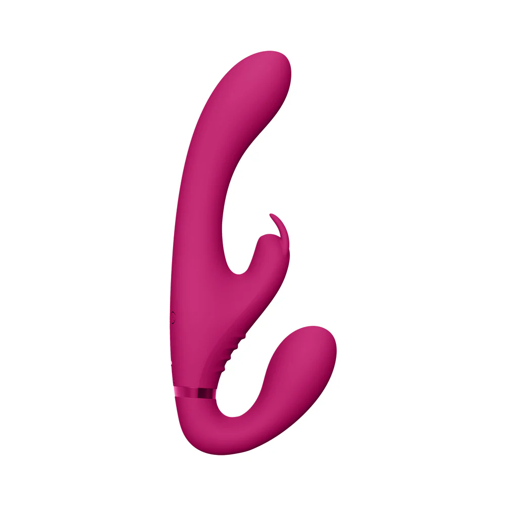 Vive Suki Rechargeable Triple Motor Pulse-wave Vibrating Silicone Strapless Strap-on Pink - Image 4